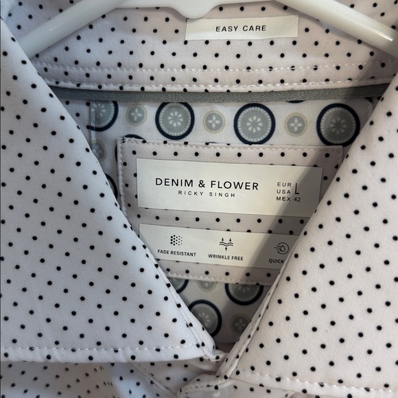 Size L Men’s Polka Dot Button Down Shirt by Denim & Flower - Picture 3 of 4